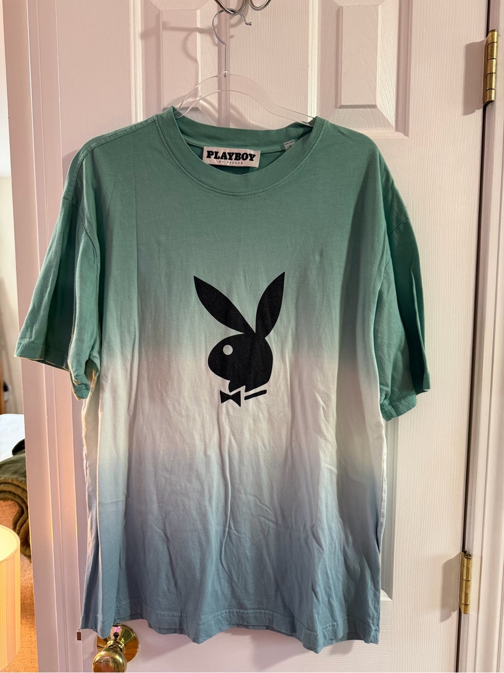 Playboy Ombre Bunny Logo Tee in Seafoam Green